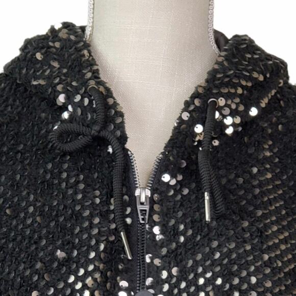 BLANKNYC Silver Sequin Bomber Jacket in Black Light NEW - Picture 15 of 15